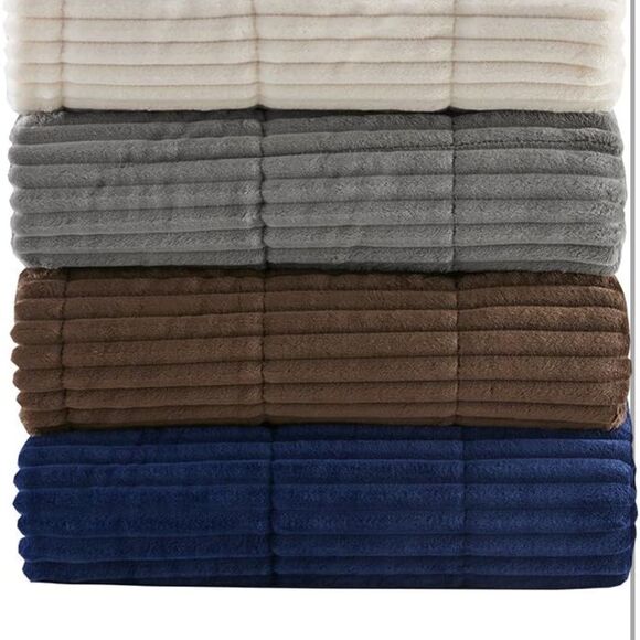 Premier Comfort Parker Luxury Corduroy Plush Down Alternative Throw Ivory 60x70 - Picture 3 of 6